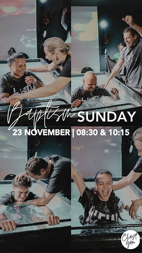Baptism Sunday is happening this Sunday - 23 November 2025! We’re so expectant for all that God is going to do as people take this incredible next step in their faith journey. If you’ve decided to follow Jesus, baptism is your next step! It’s an outward expression of the inward decision you’ve made to follow Him - a public declaration that the old has gone and the new has come! “Therefore, if anyone is in Christ, the new creation has come: The old has gone, the new is here!” (2 Corinthians 5:17)