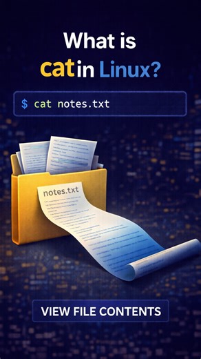 DevOps Gateway | What is the cat command in Linux and why is it used everywhere? The cat command is used to view and combine file contents directly in the... | Instagram