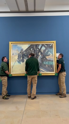Musée d'Orsay on Instagram: "Dans les coulisses de l’exposition "Caillebotte. Peindre les hommes", ouverture mardi 8 octobre. . Behind the scenes of the exhibition "Caillebotte. Painting men", opening Tuesday October 8. . Œuvre accrochée / Final work: "Le Pont de l’Europe" (1876) Genève, Association des Amis du Petit Palais. . #museeorsay #museedorsay #musee #paris #art #exhibition #exposition #caillebotte"