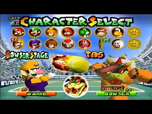 [TAS] N64 - Mario Tennis 64 | Play Mode Bowser Stage | Character Wario #nintendo #nintendo64 #n64
