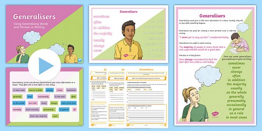 Generalisers: Using Generalising Words and Phrases Resource Pack
