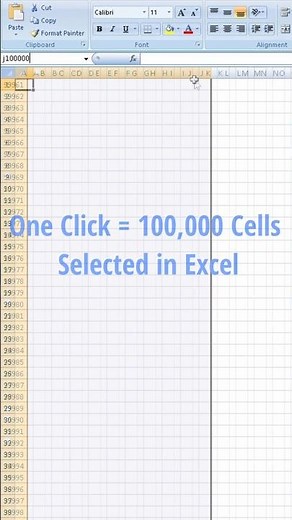 Select 100000 cells in 1 click in Excel #shorts #excel
