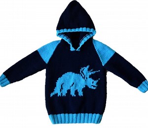 Triceratops Dinosaur Hoodie Knitting Pattern: Children's Sweater 2-12 Years (PDF Download) - Etsy UK