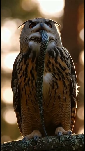 OMG😱 Owl Swallowed full snake #owl #owlsoftiktok #snake
