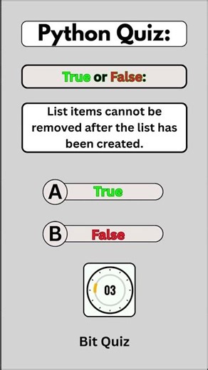 "Python True or False Quiz Challenge" #PythonQuiz #ProgrammingChallenge #CodingQuiz #ListIndexing