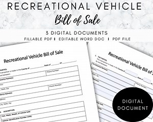 Camper RV Bill of Sale As-is Template | Instant Digital Download and Print | RV Sale Form | Ready Printable | Bill of Sale I PDF & Word - Etsy