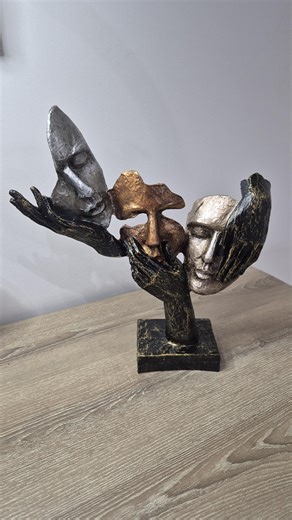 Abstract Face Sculpture, Hand Painted Modern Art Statue for Home Decor - Etsy