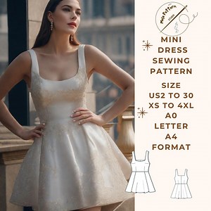 Mini Dress Sewing Pattern, Mini Dress, Ladies Size ( US2 to 30 )-EU(XS to 4XL) - Etsy