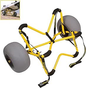 Suspenz Kayak Canoe Trailer Cart, Heavy Duty Deep-V Beach Trolley with Balloon Wheels for Sand Transport (22-7705), Yellow