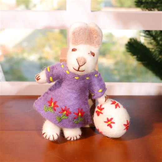 Handmade Wool Felt Bunny | Spring Floral Rabbit Decor | Whimsical Woodland Animal Gift | Easter Basket Stuffer | Nursery Decor - Etsy