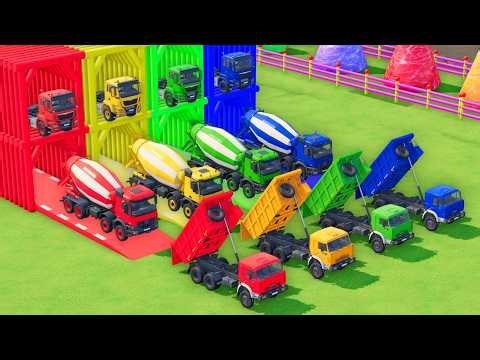 TRANSPORTING POLICE CARS, AMBULANCE, FIRE TRUCK, COLORFUL CARS WITH TRAIN - FARMING SIMULATOR 22 #98