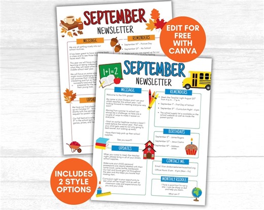 Back to School Newsletter Template, Back to School September Classroom Newsletter Template, Daycare Newsletter, Parent Communication - Etsy Canada