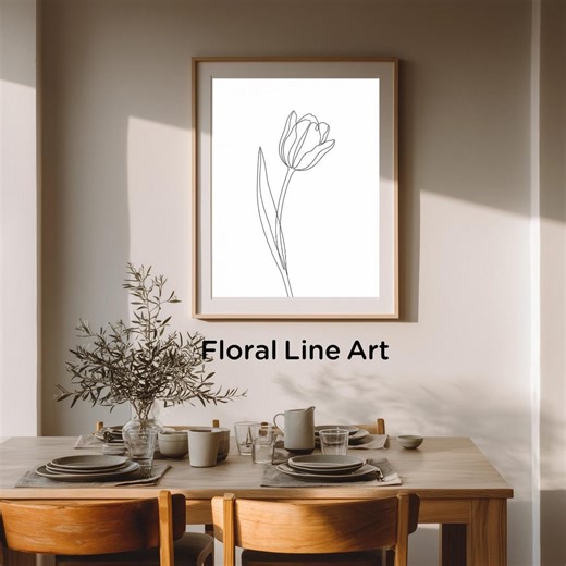 Minimalist Floral Line Art Print, Botanical Drawing, Elegant Feminine Decor (digital Download) - Etsy