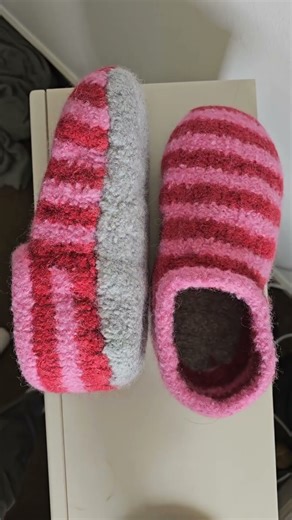 Felted slippers --perfect for leftover yarn! #knitting #felting #knit #feltedslippers #knittingideas