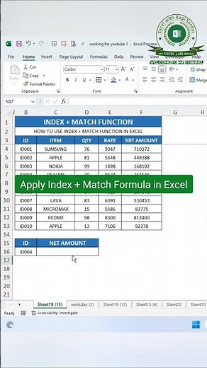 Master data lookup like a pro with INDEX + MATCH in Excel! 🔍 #ExcelTips #indexmatch