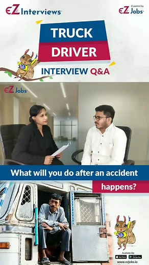 || Truck Driver Interview Questions and Answers in English || The Question: What will you do after an accident happens? This could be a tricky question and you need to prepare the answer in advance. In this video, the interviewer asks the candidate what will he do after an accident happens.The correct answer to the question follows as the candidate says that in an accident situation first, he will not panic . He will be handling the situation accordingly. Apart from this, we’ve listed the top tr