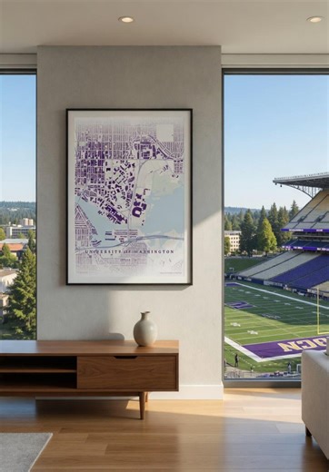 University of Washington Campus Map Poster | Seattle Street Map | College Graduation Gift | Washington Alumni Gift | Minimalist Wall Art - Etsy