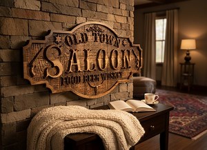 14" X 7" Rustic Western Saloon Sign – Old Town Bar Pub Decor – Handmade Wood Carving Wall Art - Etsy
