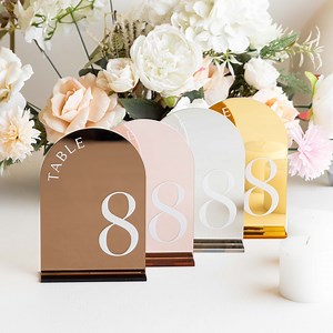 Gold Mirror Acrylic Table Numbers - Wedding Table Signs - Wedding Signage - Wedding Table Decor - Arch Wedding Table Numbers - Wedding Sign - Etsy