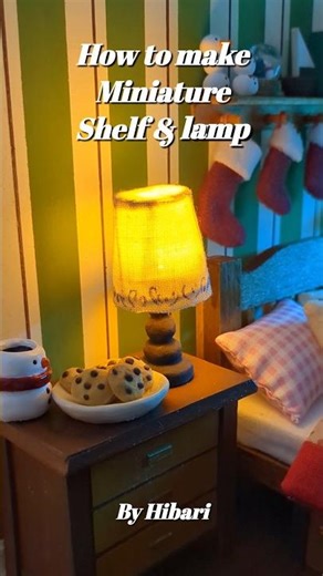 How to make miniature shelf and lamp | ミニチュアクリスマスルームの棚とランプができるまで #christmas #miniature #diy