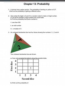 Chapter 13: Probability1- A spinner has a yellow section. The... | Filo