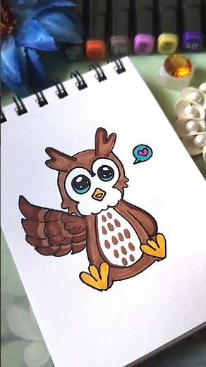 Cute Owl Drawing 🦉💖 Easy Cartoon Owl Art for Kids Simple & Adorable Bird Drawing Tutorial #shorts