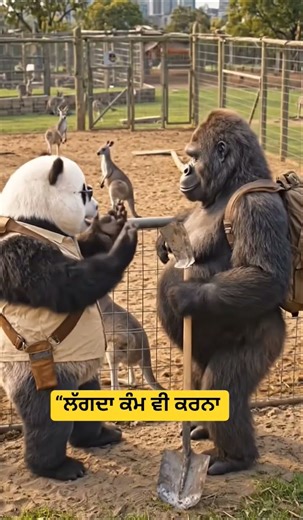 Gorilla and Panda funny part 9#gurvinder singh #shoorts #funny #punjabicomedy