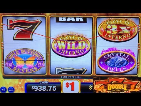 GOLD INFERNO + CRYSTAL BELLS + Double Jackpot + Triple Butterfly 777 slot play!