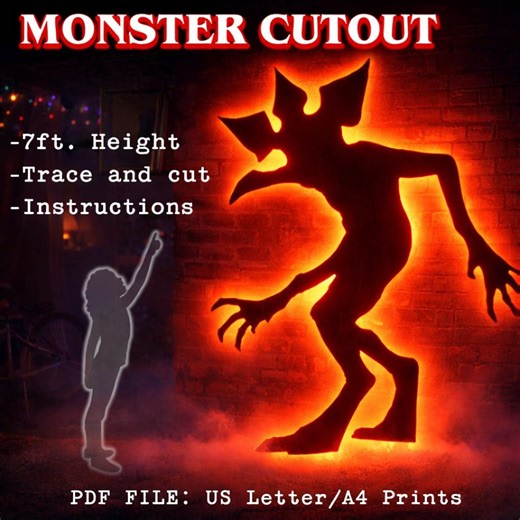 DIY Halloween Decor - 7ft Monster Cutout - Outdoor Silhouette Templates - Life-size Printable Trace and Cutout / Stencils. PDF - Etsy