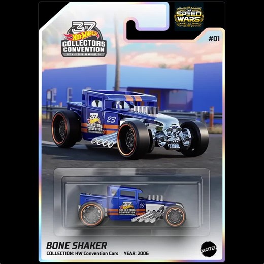 The Bone Shaker is one of the most iconic Hot Wheels designs, created by legendary designer Larry Wood in 2006. This hot rod is instantly recognizable thanks to its aggressive stance, exposed engine, and signature skull grille, making it a fan favorite among collectors and enthusiasts. Design & Features The Bone Shaker embodies classic hot rod styling with a low-slung body, large rear tires, and an open or closed roof variant. The skull-shaped front grille gives it a menacing look, while the sid