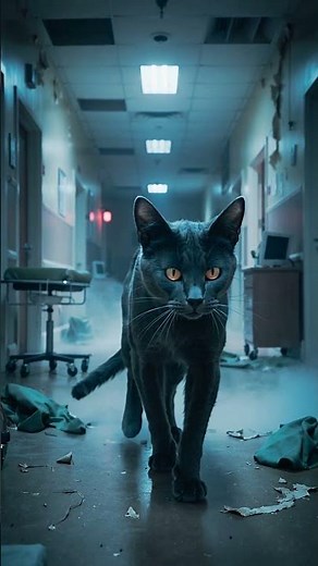 Haunted cat in hospital 🩸 #horror #darkart #blackcat #spooky #creepy #art
