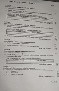 Task 5 Research Project - Grade 11Activity 1Read scenario 1 ... | Filo