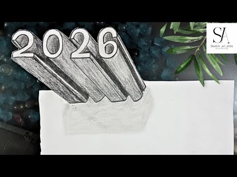 How To Draw 2026 In 3D Drawing 😱✍️ | Happy New Year 2026 Drawing Tricks | Step By Step Tutorial