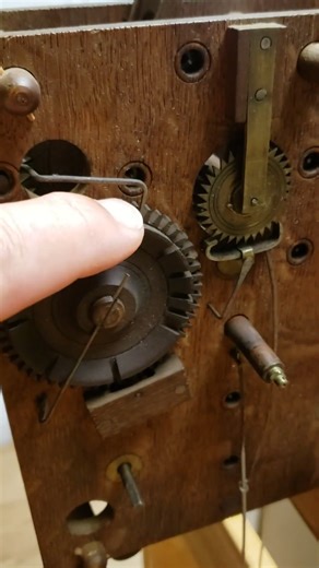 Wooden works clock movement circa 1800