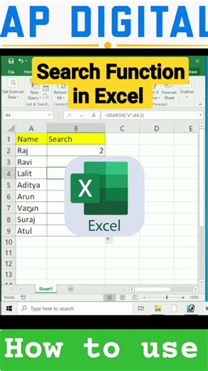 Search Function in excel #excel #exceltips #learnexcel#exceltricks#exceltutorial #googlesheets