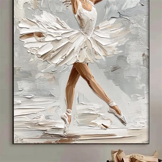 Large Original Ballet Dancer Oil Painting on Canvas, Modern Abstract Art, White Portrait Painting, Graceful Solo Dance Wall Art Office Decor - Etsy UK