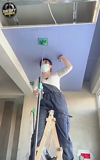 The Smart Ceiling Board Installation – One Worker, Flawless Professional Finish 🛠️