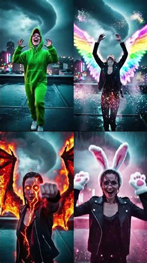 “Dark Girl Transformation 🕷 | Shadow Butterfly to Fox | Realistic AI Morph FX”