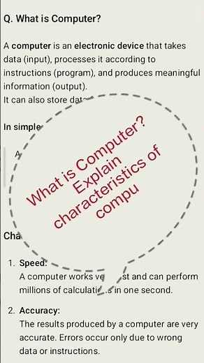 What is Computer? Explain characteristics of computer #basic #characteristics of computer