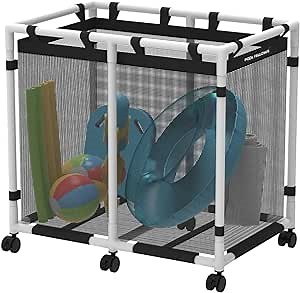 Pool Storage Bin, 105 Gallons, Holder for Noodles, Toys, Floats, Towels, Mesh Organizer for Swimming Equipments, Basic Style