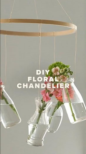 Elevate Your Space with this Beautiful DIY Floral Chandelier 🌷 #diy #flowers #chandelier