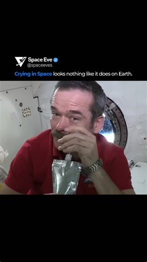 Space Eve on Instagram: "In microgravity, tears do not fall, they cling to the skin and gather into a wobbling bubble that can blur your vision until you wipe it away. It’s a small, emotional moment that also doubles as a physics lesson, without gravity, even something as human as crying behaves differently. Follow @spaceeves #ISS #SpaceFacts #AstronautLife #SpaceEve"
