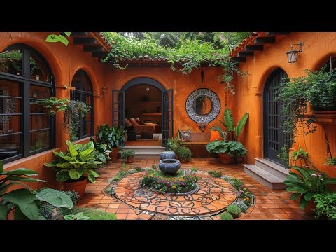Charming Spanish-Style Courtyard Tour | Rustic Terracotta Walls, Fountain & Lush Greenery