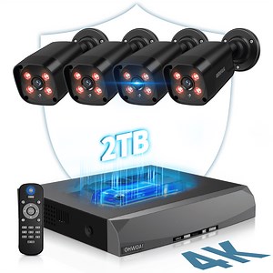 OHWOAI 4K POE Security Camera System, 4 Wired Cameras with 2 Way Audio, Black POE Cameras for Home Security, NVR Video Surveillance Systems - Walmart.com