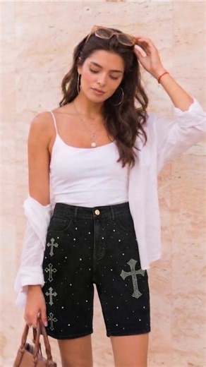 YBYQM03009💖Faded Washed Loose Fit Vintage Casual Denim Shorts