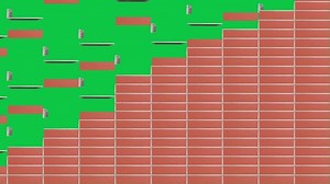 3D Bricks wall building animation on green screen chroma key background, construction animation 4K video clip