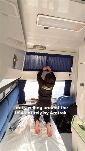 🚂🇺🇸 I’m riding across America by Amtrak sleeper train! So far, I’ve tackled the Cardinal from NYC to Chicago, the Empire Builder from Chicago to Seattle, and the Coast Starlight from Seattle to LA. Roomette ✅ Family Room ✅ Epic views ✅ Ready for the ride? #Amtrak #TrainTravel #USAAdventure #SleeperTrain | Chloé & Ludvig