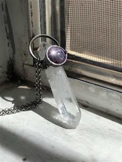 Lemurian Quartz and Ruby Star Sapphire Stone • Unisex • Rustic Talisman Crystal • One of A Kind • Boho • Soldered Jewelry • Nature Inspired - Etsy