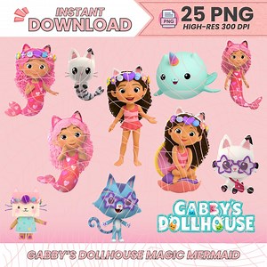 Gabby's Dollhouse Mermaid Clipart Bundle, 25 PNG 300 DPI, Instant Download, Sublimation Designs for Cake Toppers & Stickers - Etsy