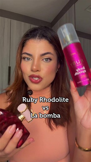 Comparando o body splash e body cream do Ruby Rhodolite com o La 💣 perfume da 🦋. Será que se parecem? #wepink #rubyrhodolite #virginia #viral